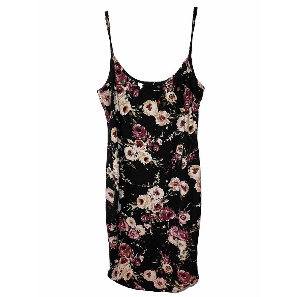 Rue 21‎ Sleeveless Dress Black Floral Spaghetti Straps Size Large - Picture 2 of 5